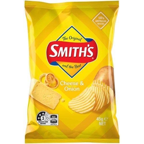 CHIPS CRINKLE CHEESE ONION 18X45GM