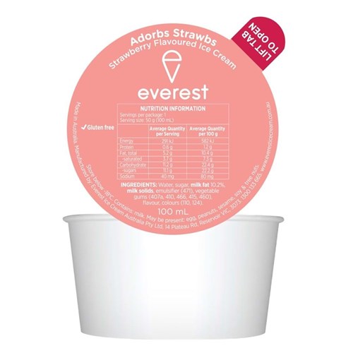 DIXIES ICE CREAM CUPS STRAWBERRY 24X100ML