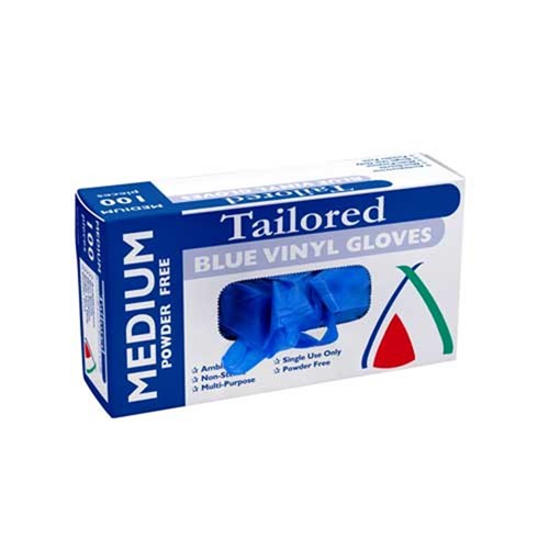 GLOVES VINYL BLUE POWDER FREE MEDIUM 100'S