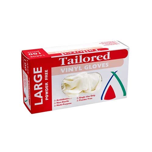 GLOVES VINYL CLR POWDER FREE LARGE 100'S
