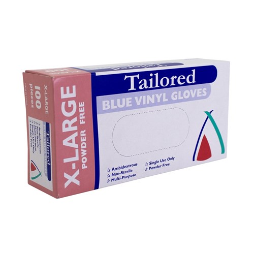 GLOVES VINYL BLUE POWDER FREE X/LARGE 100'S