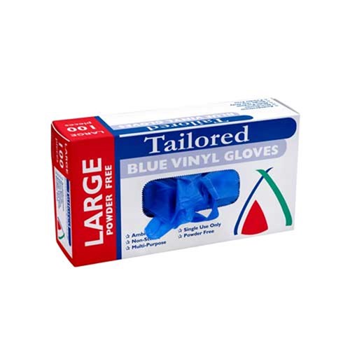 GLOVES VINYL BLUE POWDER FREE LARGE 100'S