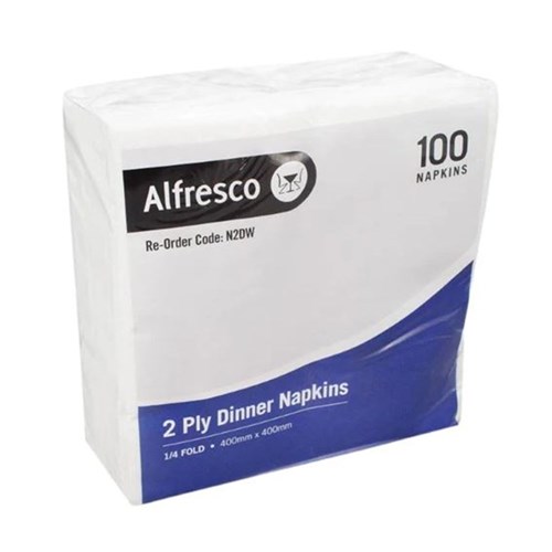 NAPKIN DINNER WHITE QT/FOLD 2PLY 1000'S