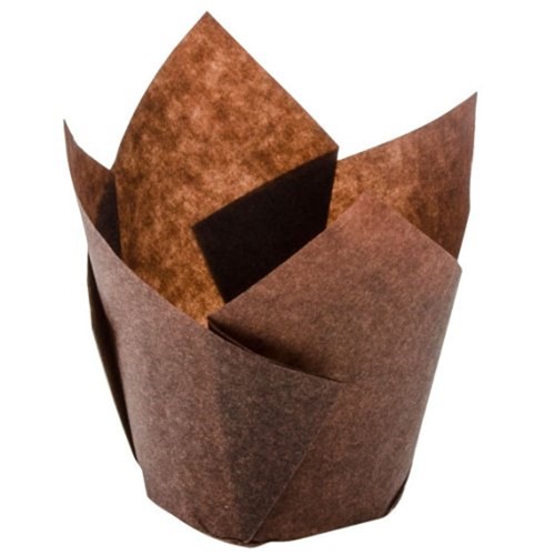 MUFFIN CASES TULIP BROWN CUPS 175X60MM P250'S