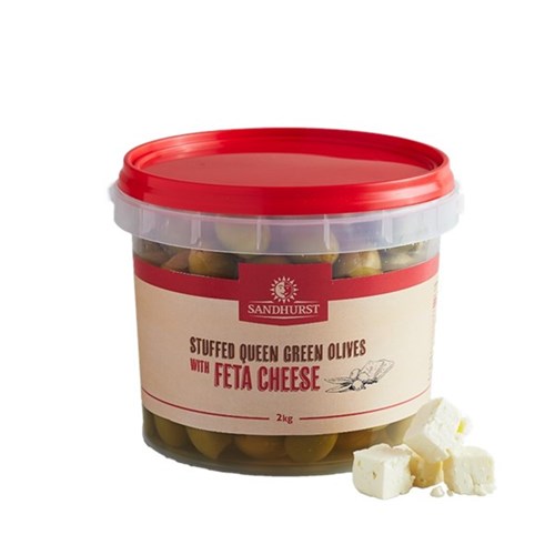 OLIVES STUFFED GREEN QUEEN W/ FETTA 2KG