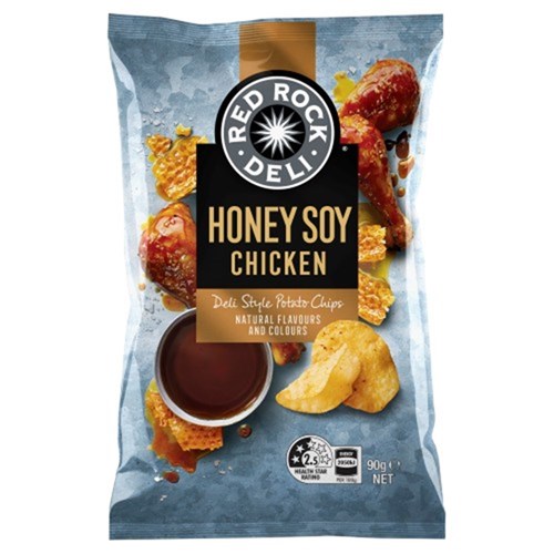 RED ROCK CHIPS HONEY SOY CHICKEN 12X90GM