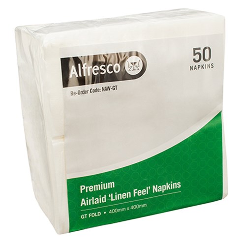 NAPKIN DINNER WHITE GT/FOLD LINEN FEEL 250'S