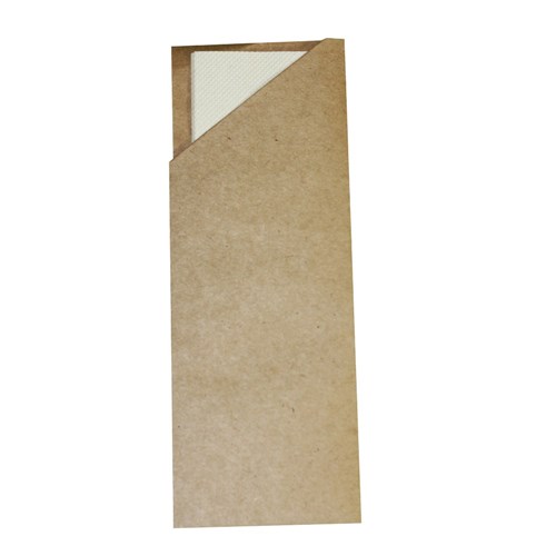 CUTLERY POUCH W/NAPKIN BROWN KRAFT 1000'S