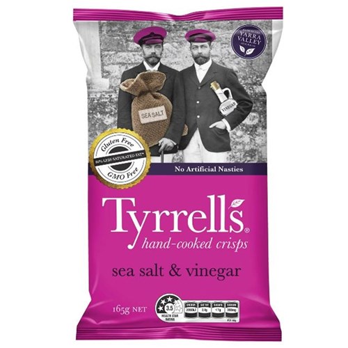 TYRRELLS SEA SALT & VINEGAR CHIPS 9 X 165GM