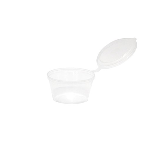 CONTAINER CLEAR ROUND WITH HINGED LID 70ML X1000